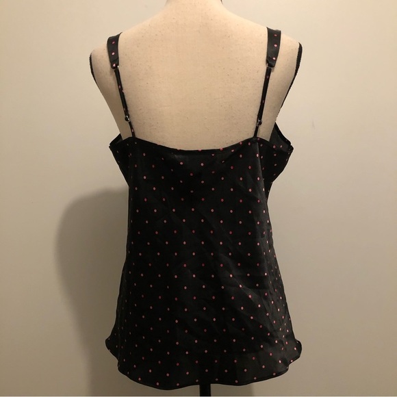 Mercer &  Madison camisole polka dot black and pink adjustable straps SZ L - Picture 4 of 7